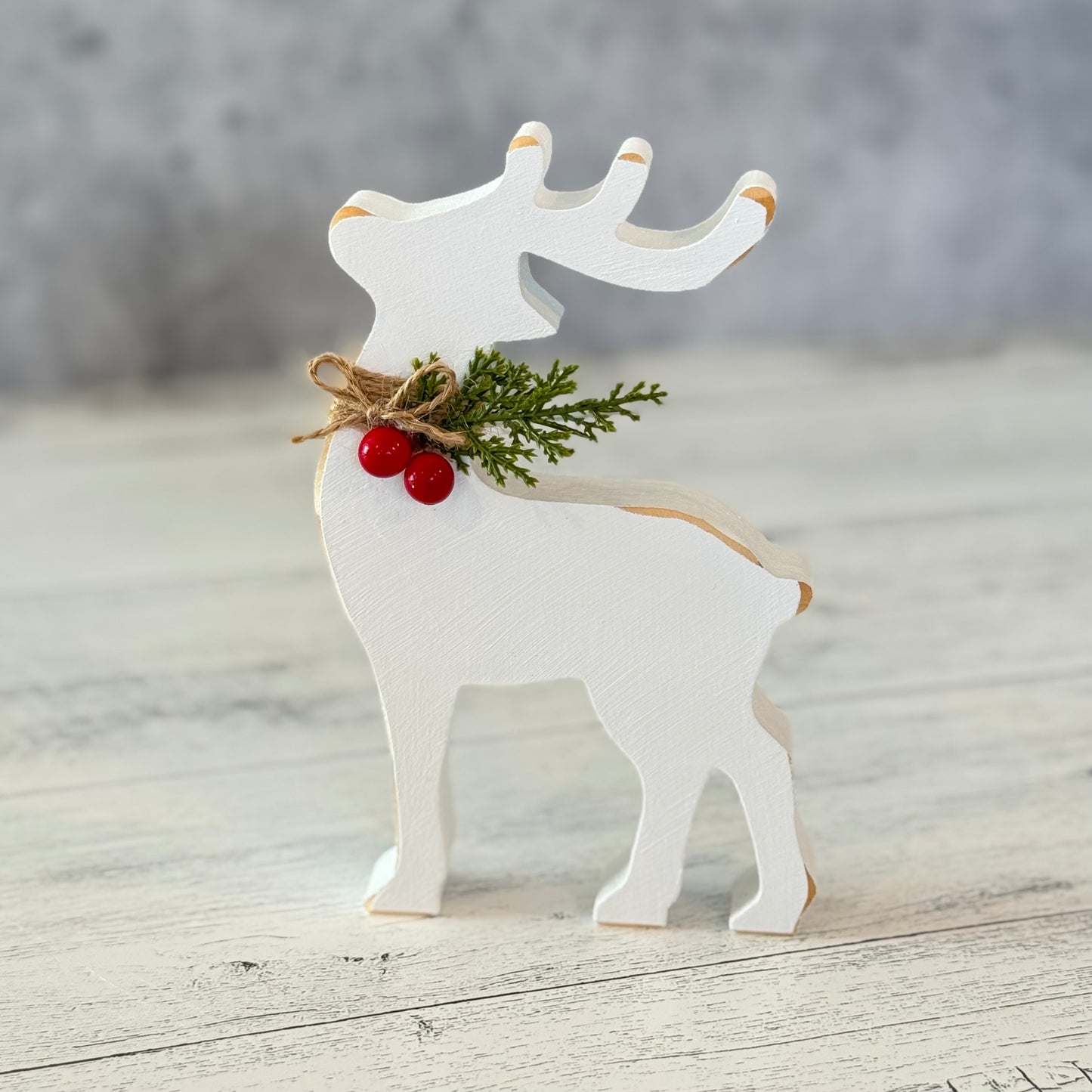 Chunky Wood Reindeer Shelf Sitter