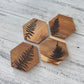 Fern Themed Engraved Wooden Acacia Coaster Set