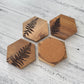 Fern Themed Engraved Wooden Acacia Coaster Set