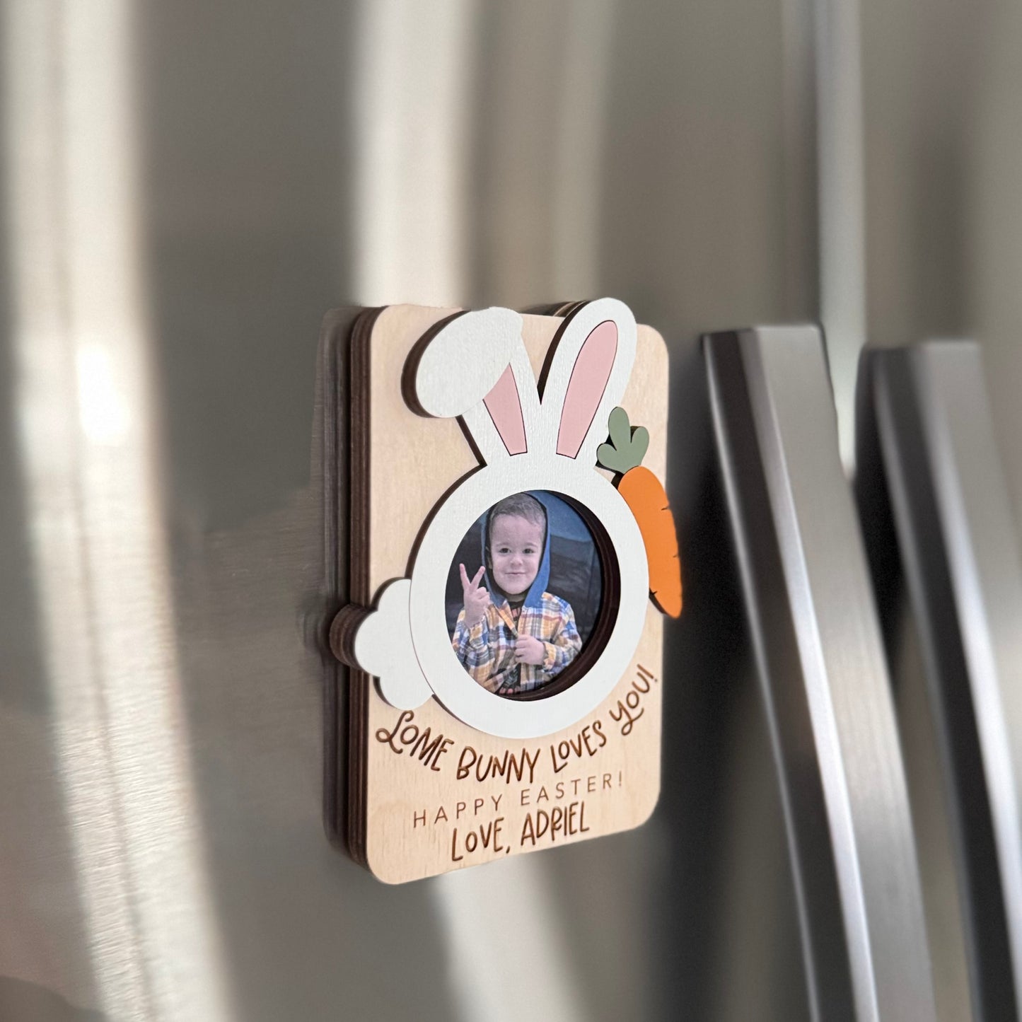 Personalized Easter Wooden Photo Frame Magnet