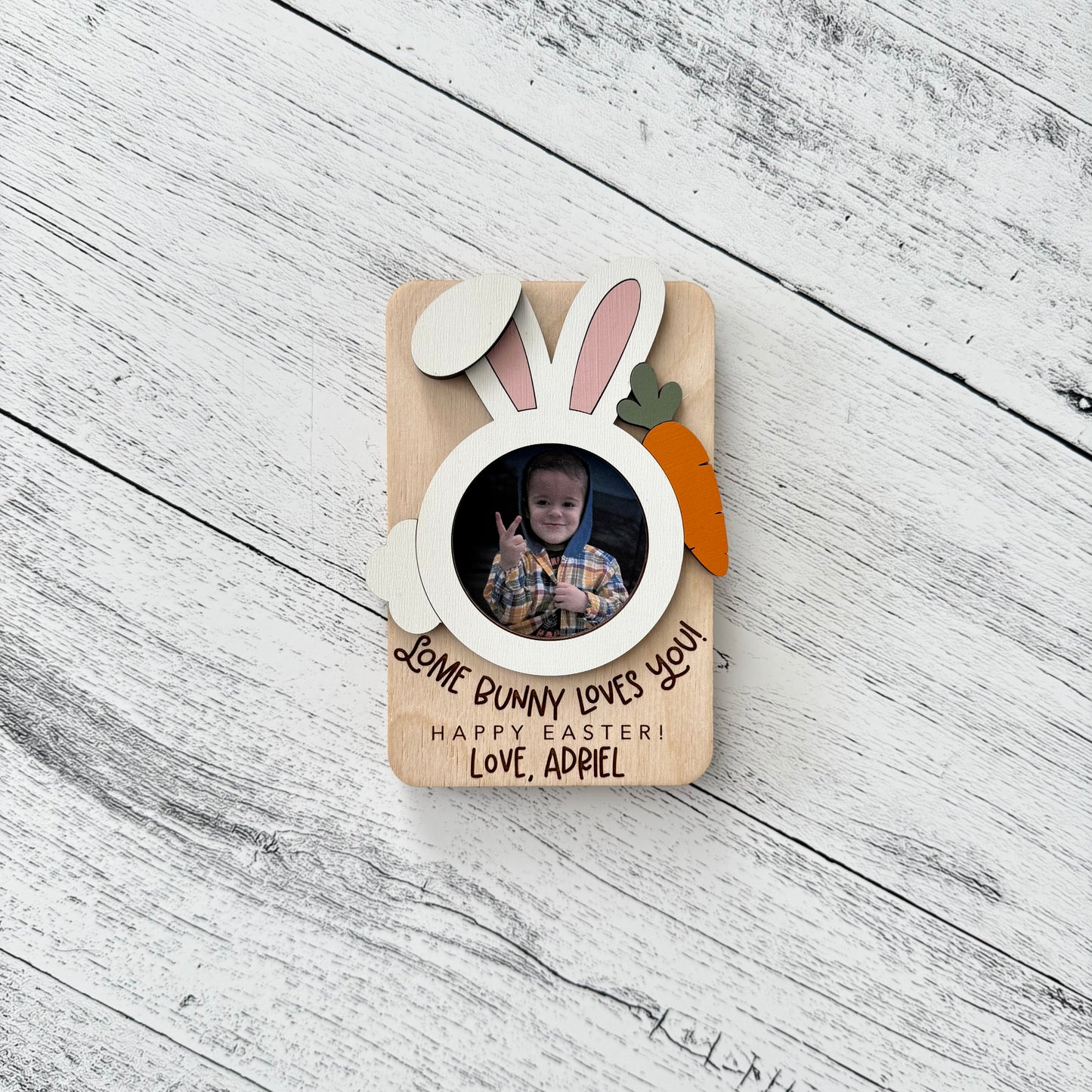 Personalized Easter Wooden Photo Frame Magnet