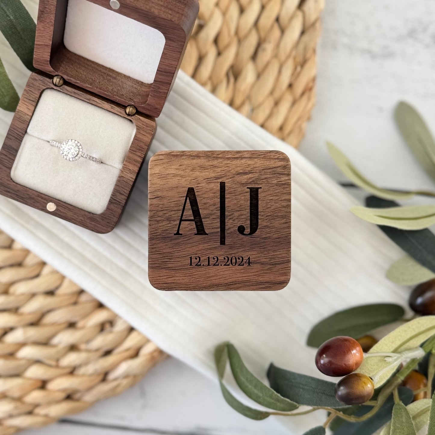 Personalized Wooden Wedding Ring Box