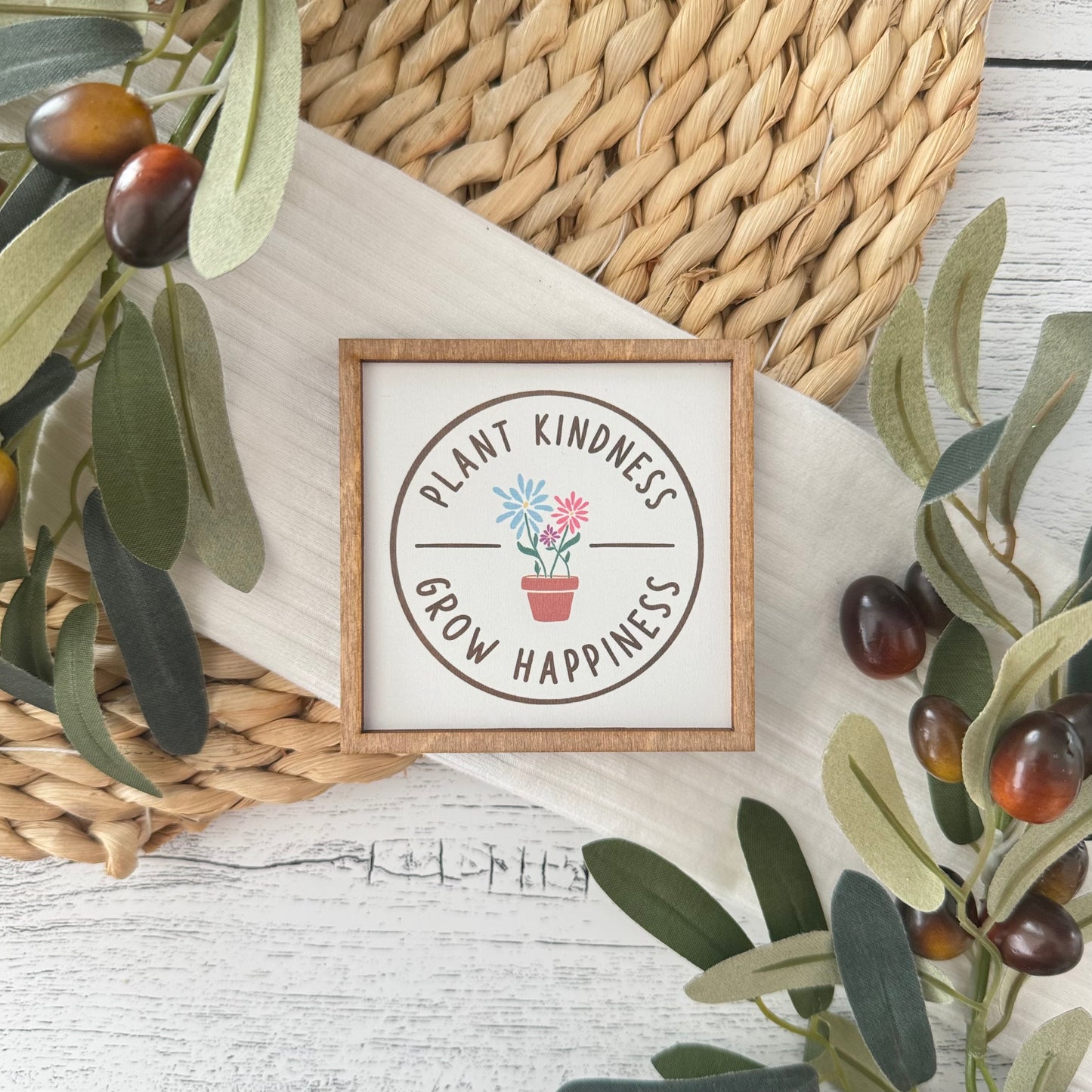 Mini Framed Spring Sign | Plant Kindness Grow Happiness