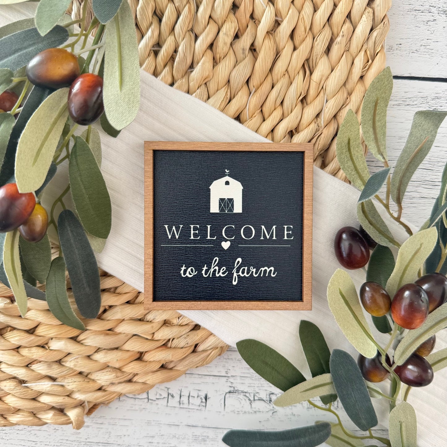 Mini Framed Farmhouse Themed Sign | Welcome To The Farm