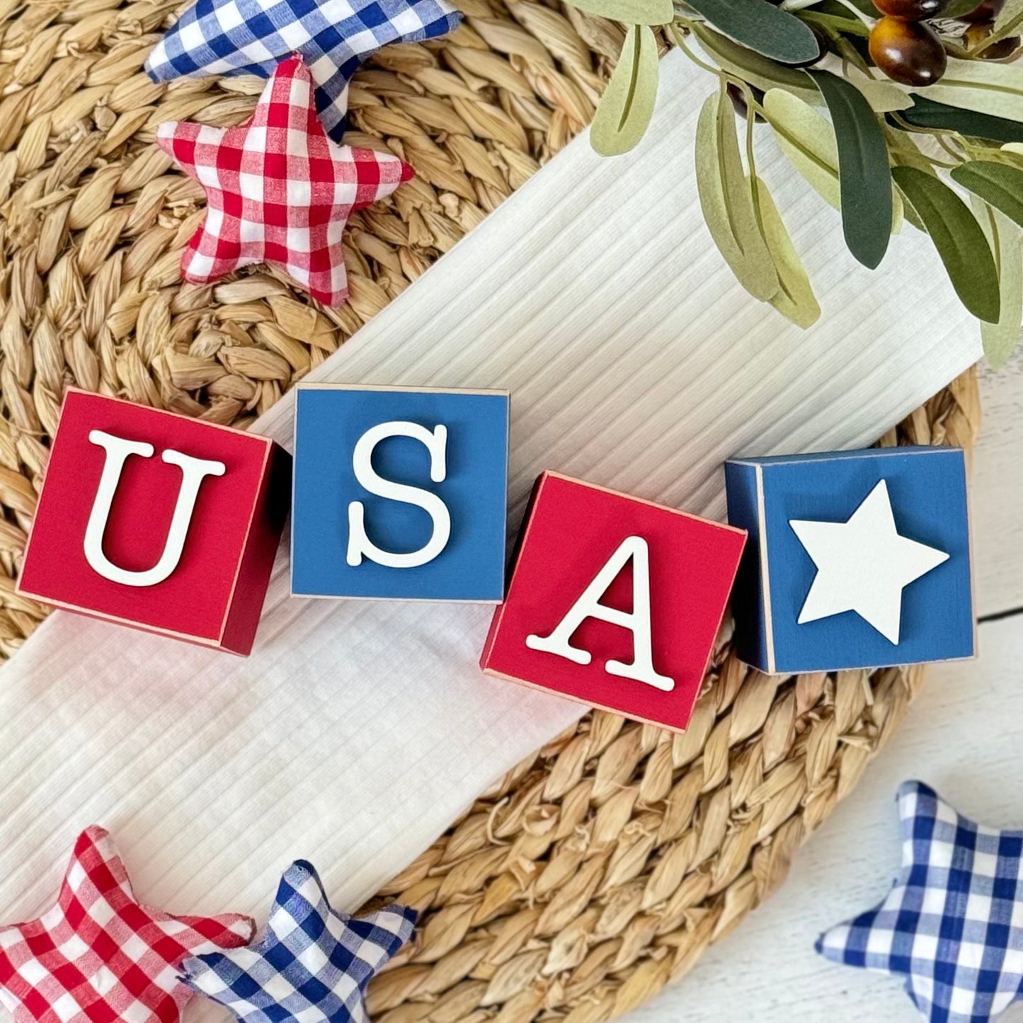 SET | Patriotic USA Wooden Blocks