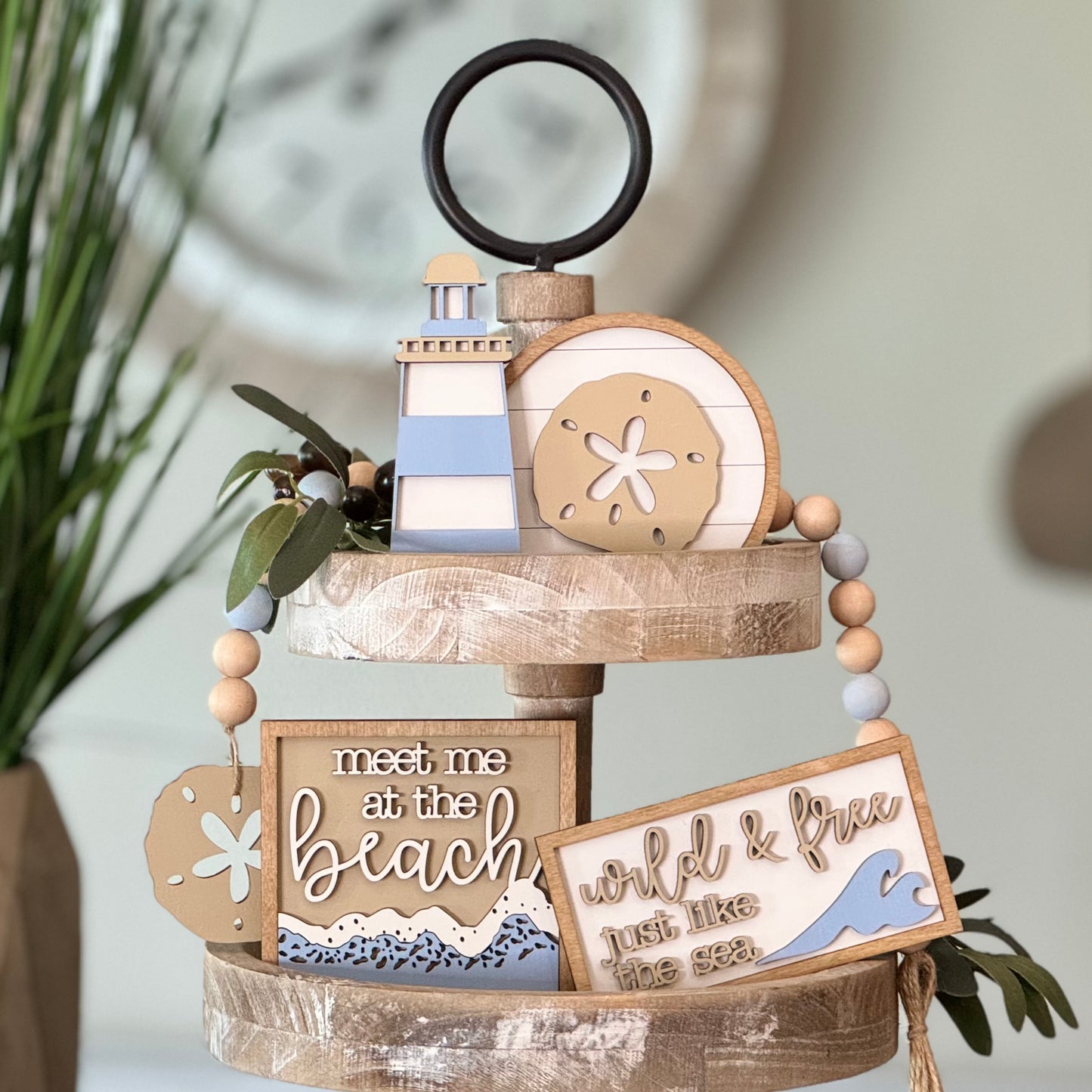 Coastal Themed Tiered Tray Decor Bundle