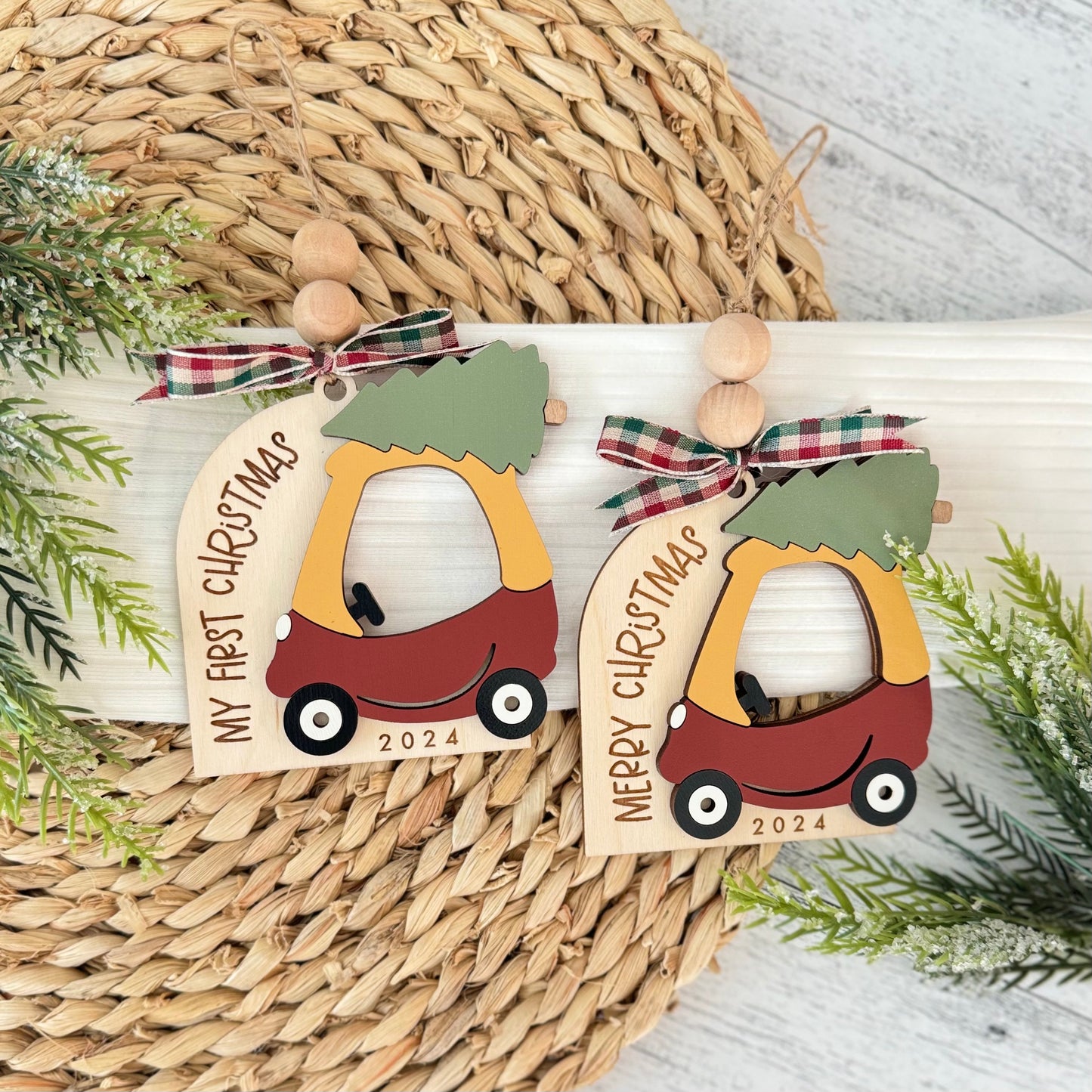 Push Car Christmas Photo Frame Ornament