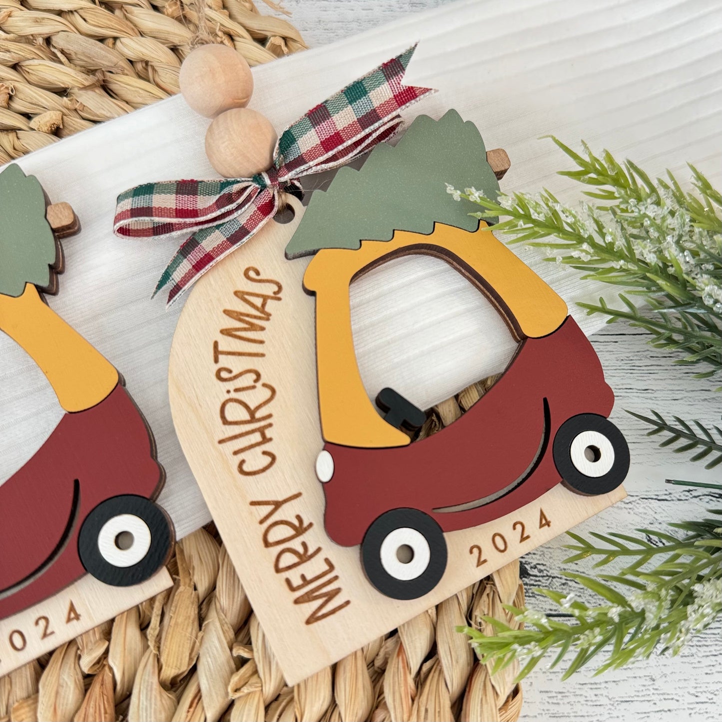 Push Car Christmas Photo Frame Ornament