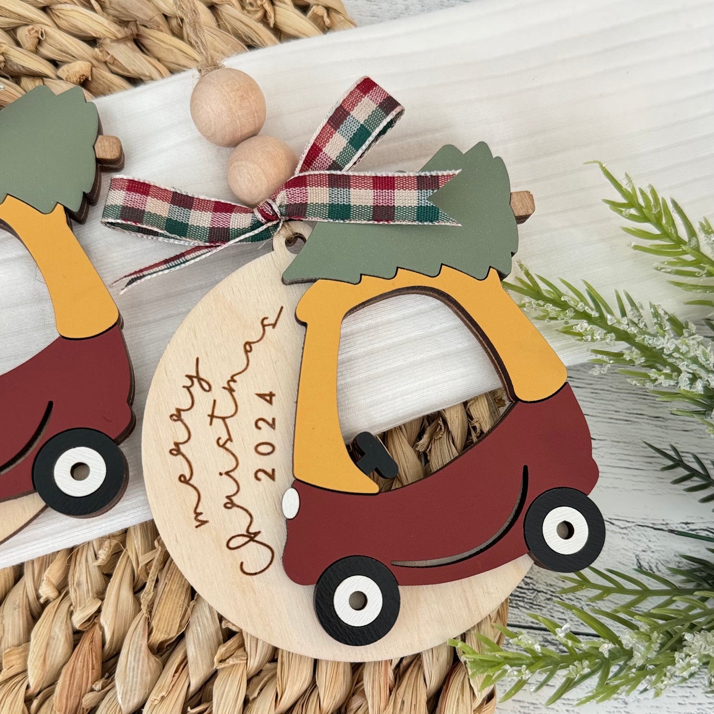 Push Car Christmas Photo Frame Ornament