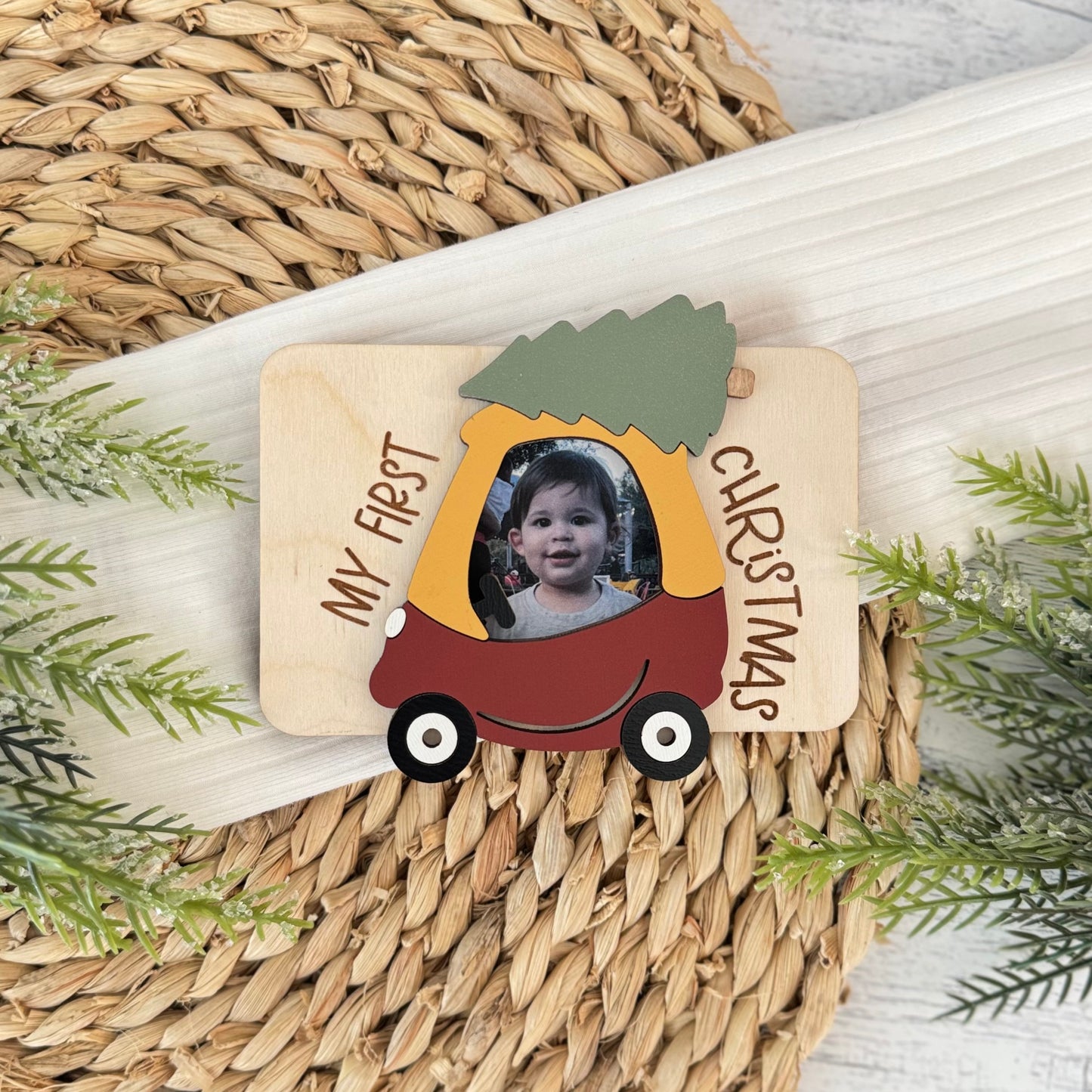 First Christmas Wooden Photo Frame Magnet