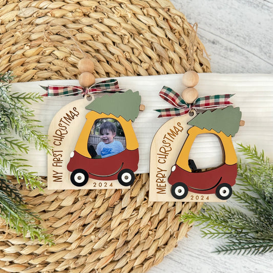 Push Car Christmas Photo Frame Ornament