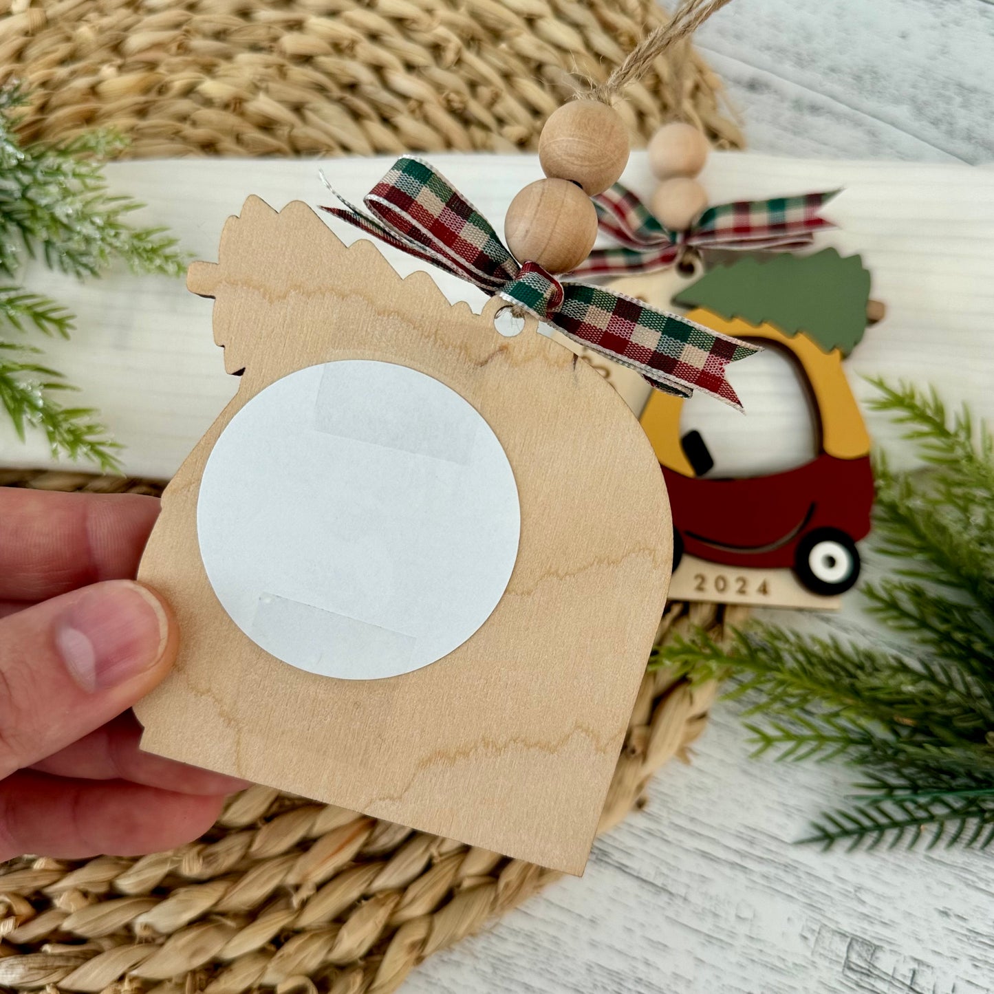 Push Car Christmas Photo Frame Ornament