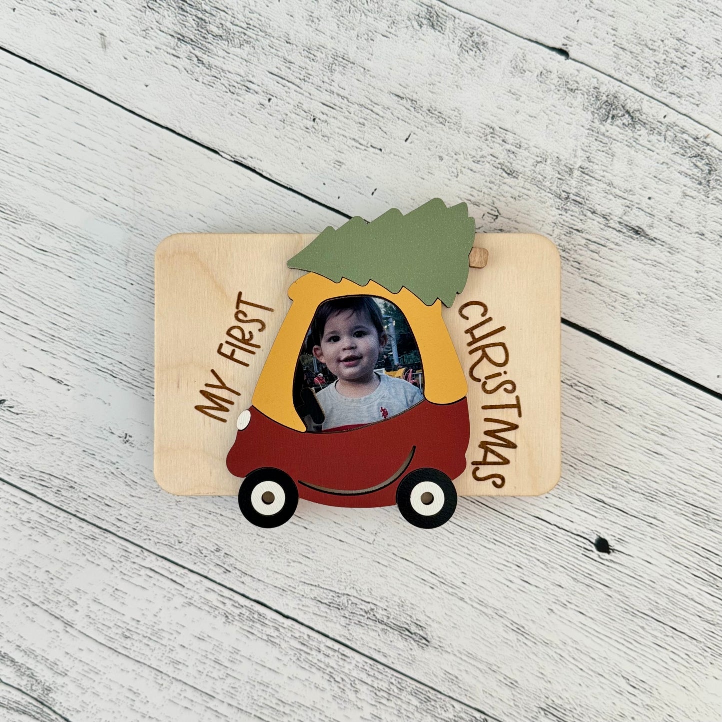 First Christmas Wooden Photo Frame Magnet