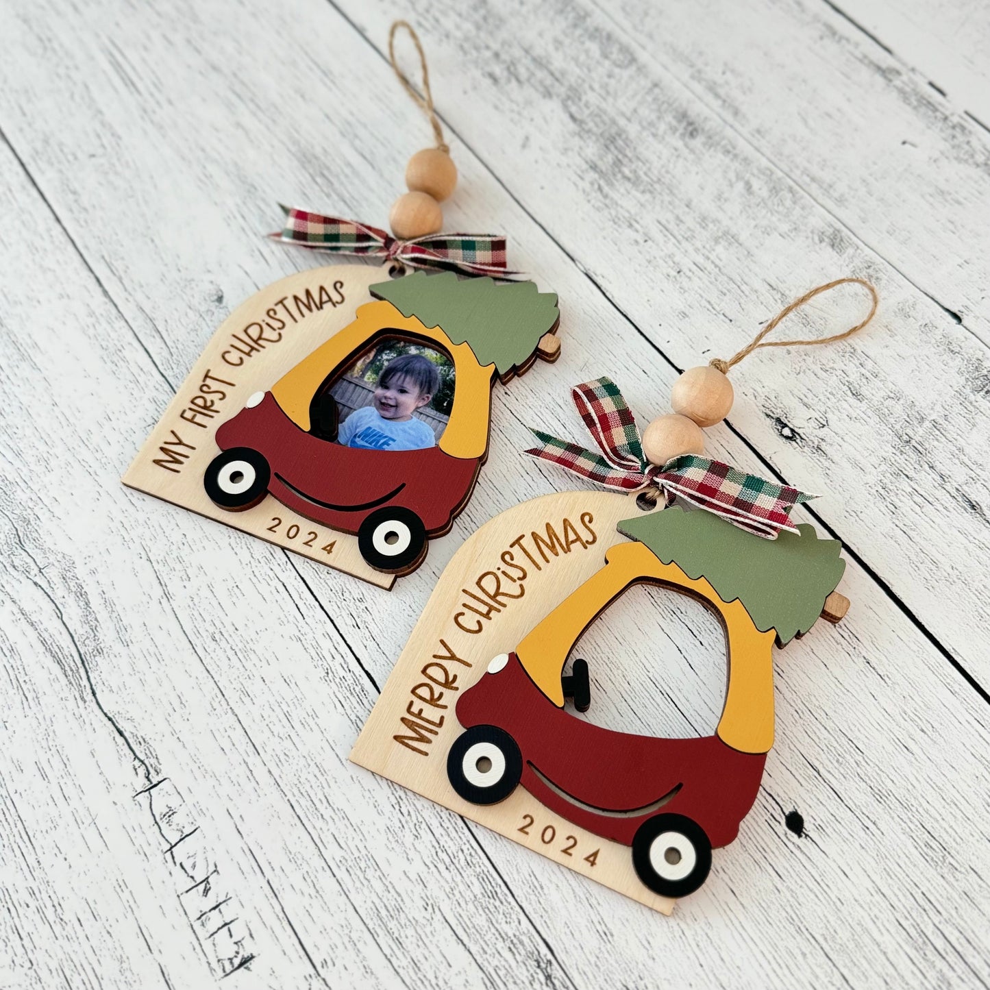 Push Car Christmas Photo Frame Ornament