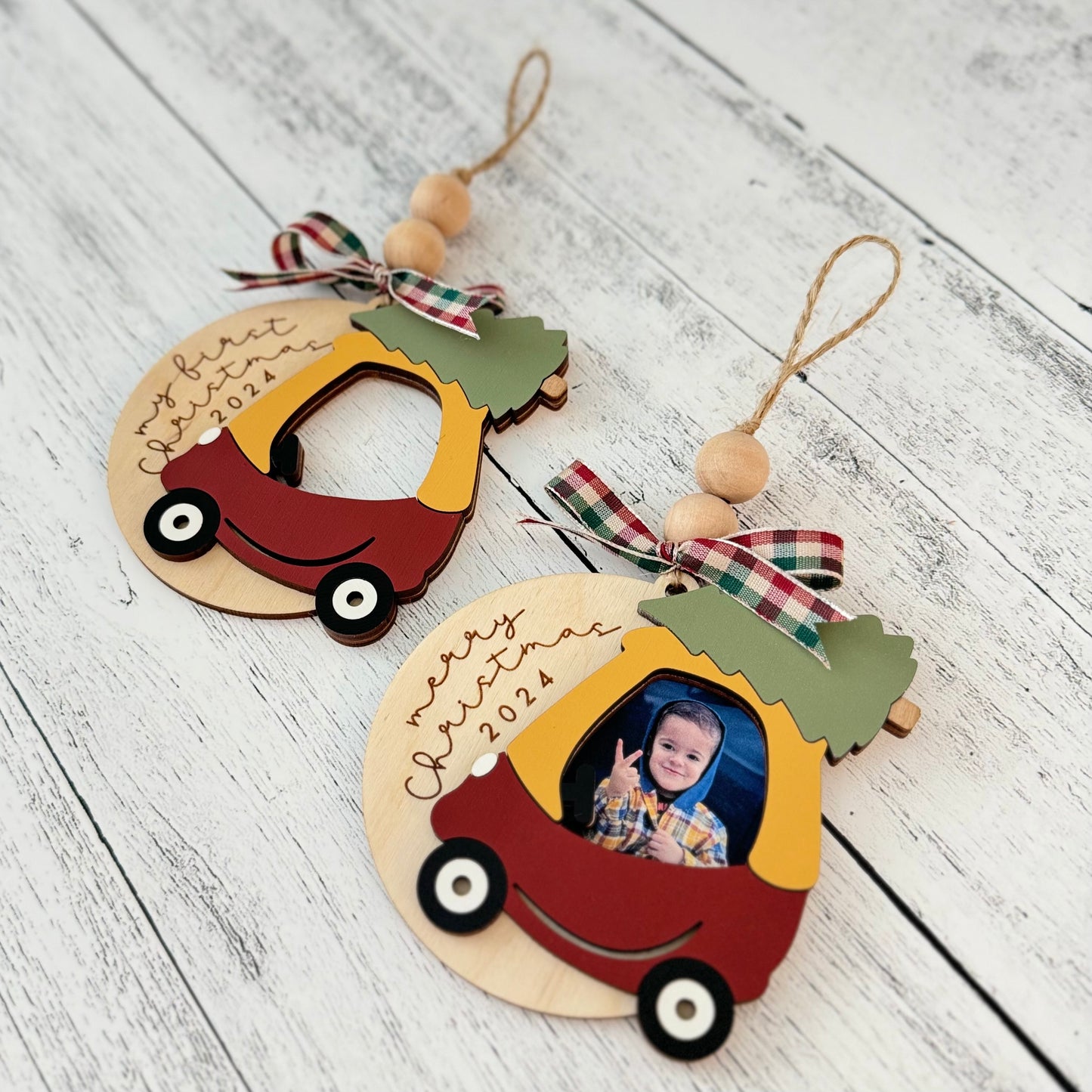 Push Car Christmas Photo Frame Ornament