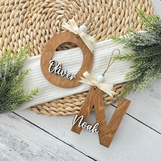 Personalized Name Initial Christmas Ornament