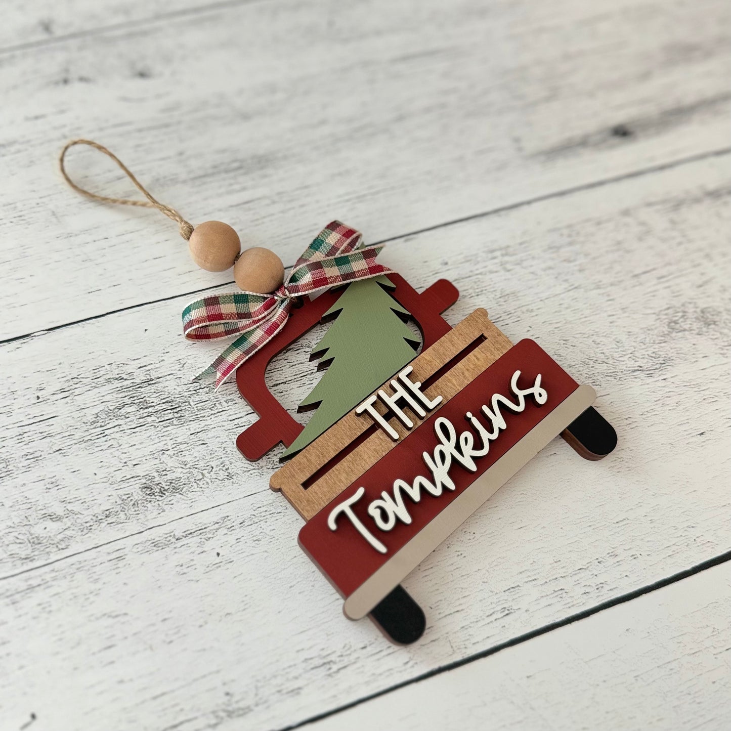 Family Name Christmas Truck Ornament