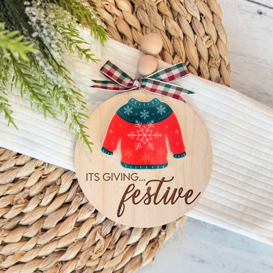 Christmas Sweater Christmas Ornament | Its Giving Festive