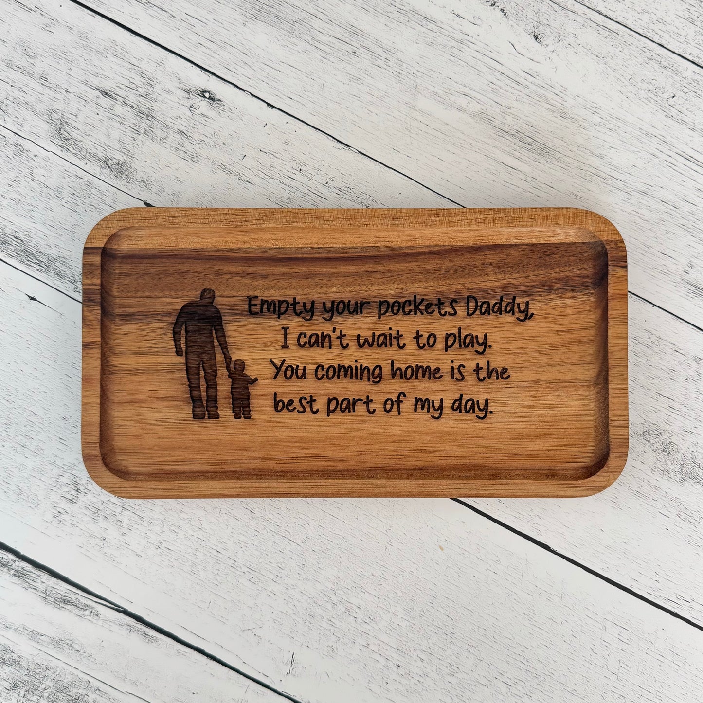 Acacia Wood Engraved Valet Tray | Gift For Dad