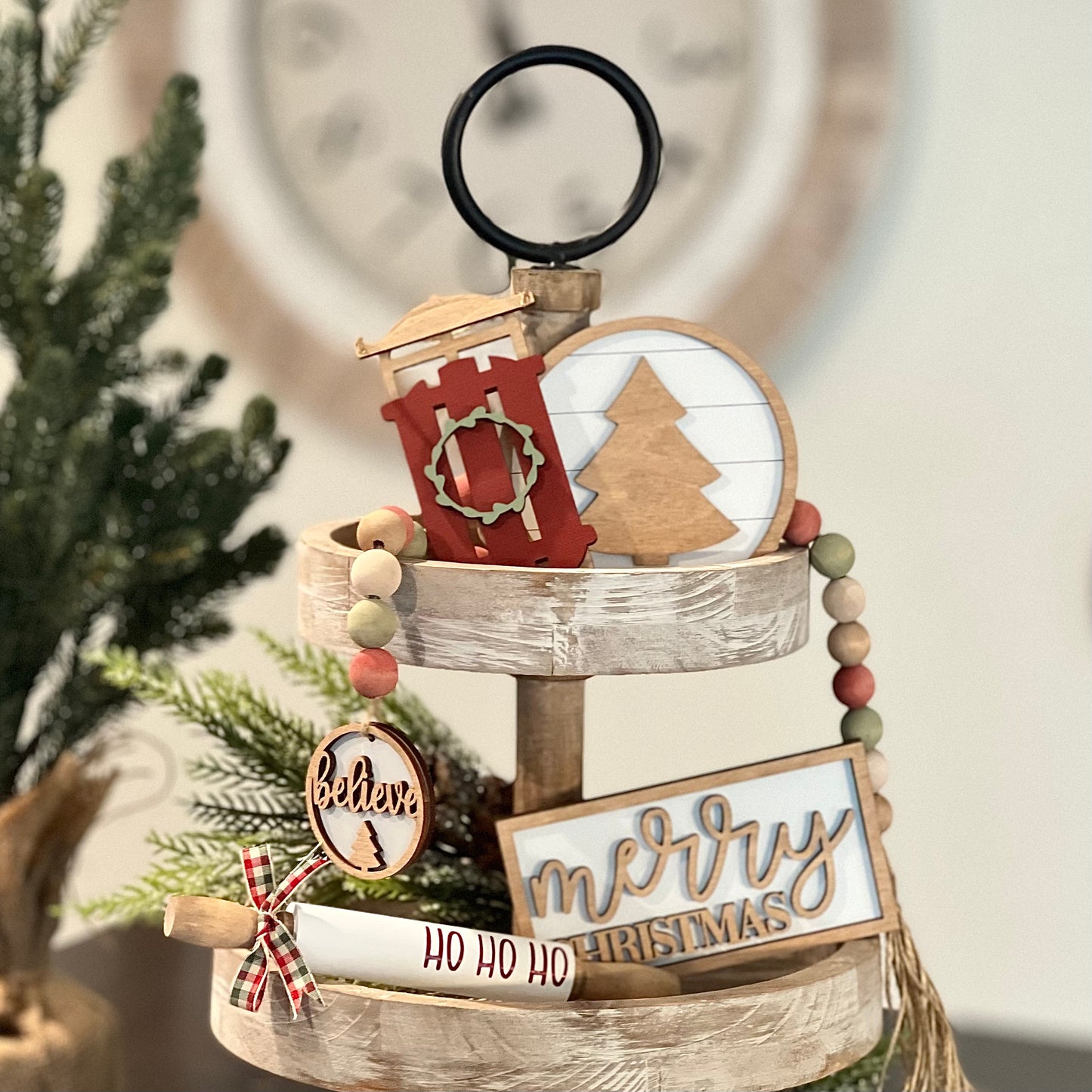 Country Christmas Tiered Tray Decor Bundle