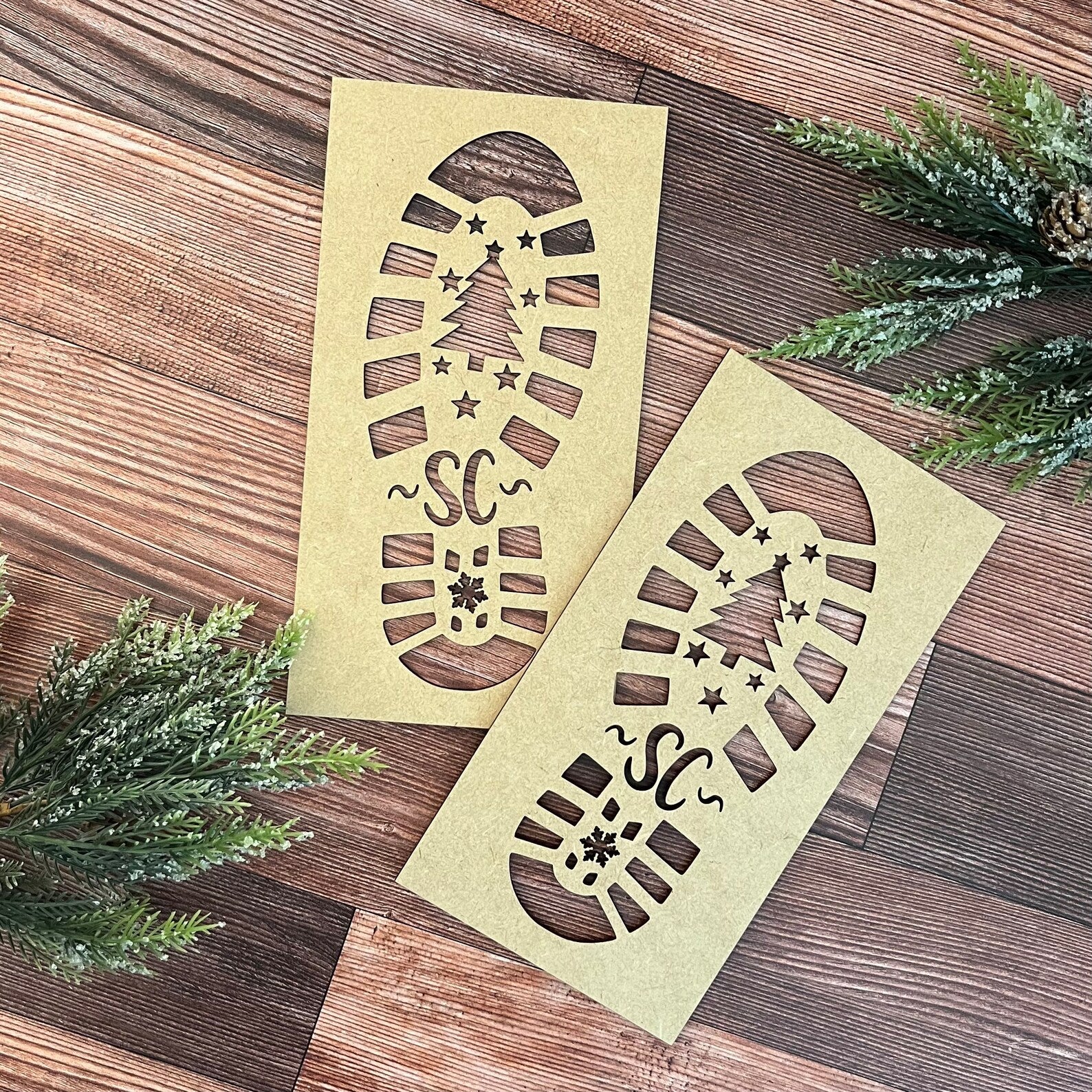  Santa Footprint Stencil Boot Print Christmas Decoration : Home  & Kitchen